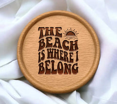 Sunset Beach Quote SVG - The Beach Is Where I Belong Retro Summer Design SVG