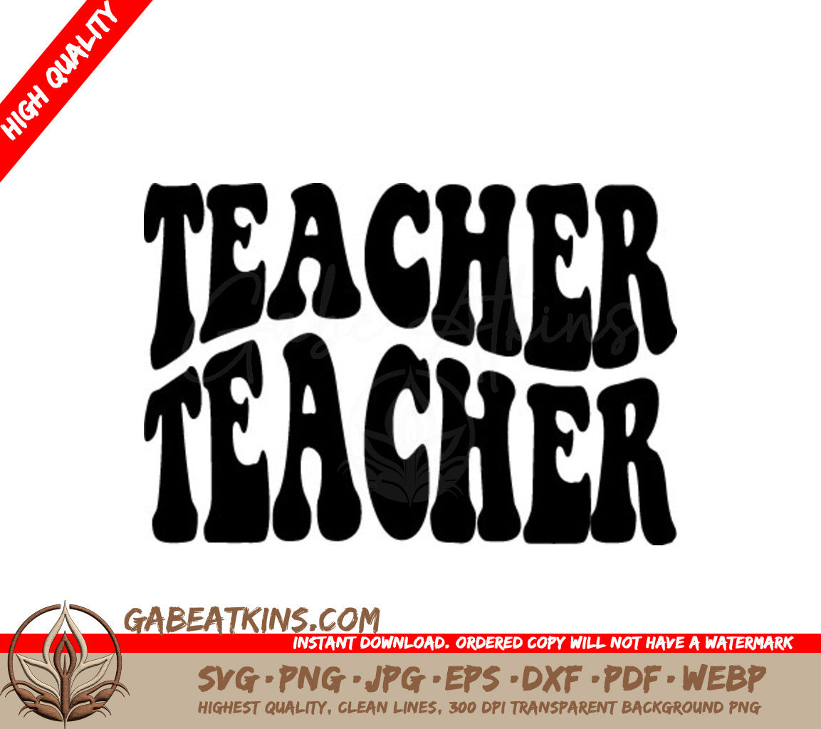 Retro Teacher SVG -  Teacher Word Design SVG