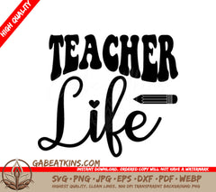 Retro Teacher Life SVG -  Pencil Design SVG