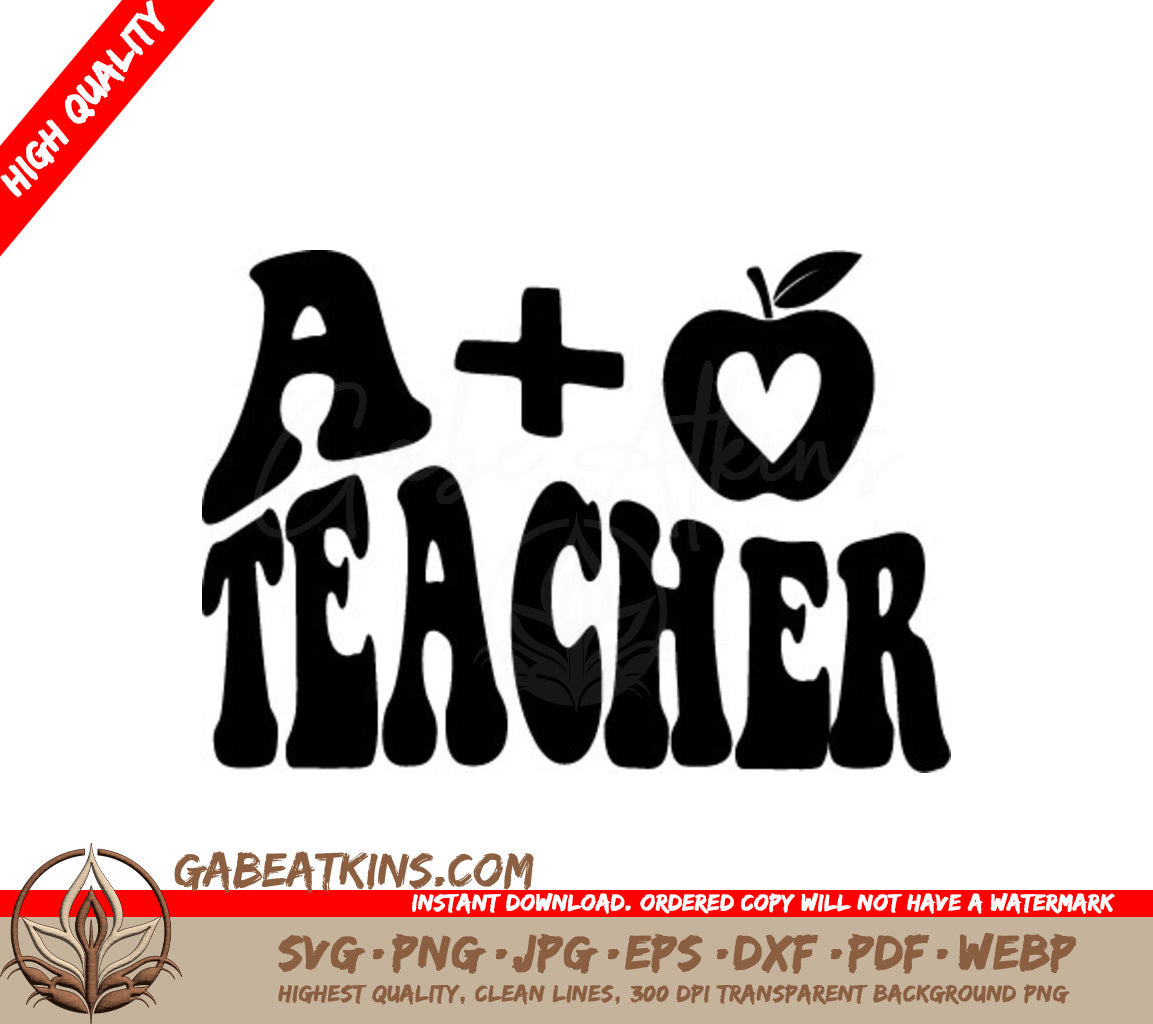 Retro Teacher Apple & Heart Design SVG -  SVG