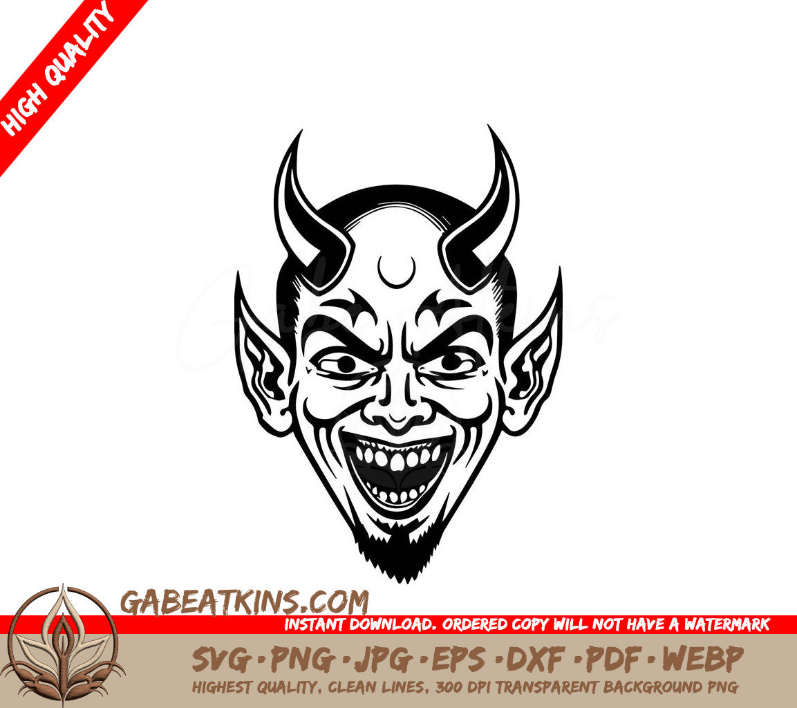 Retro Devil Face SVG -  Scary Devil Illustration SVG