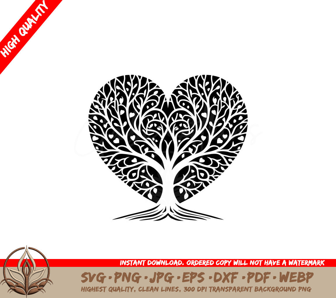 Rooted Love Tree SVG PNG JPG AI PDF DXF EPS WebP - Digital Download 
