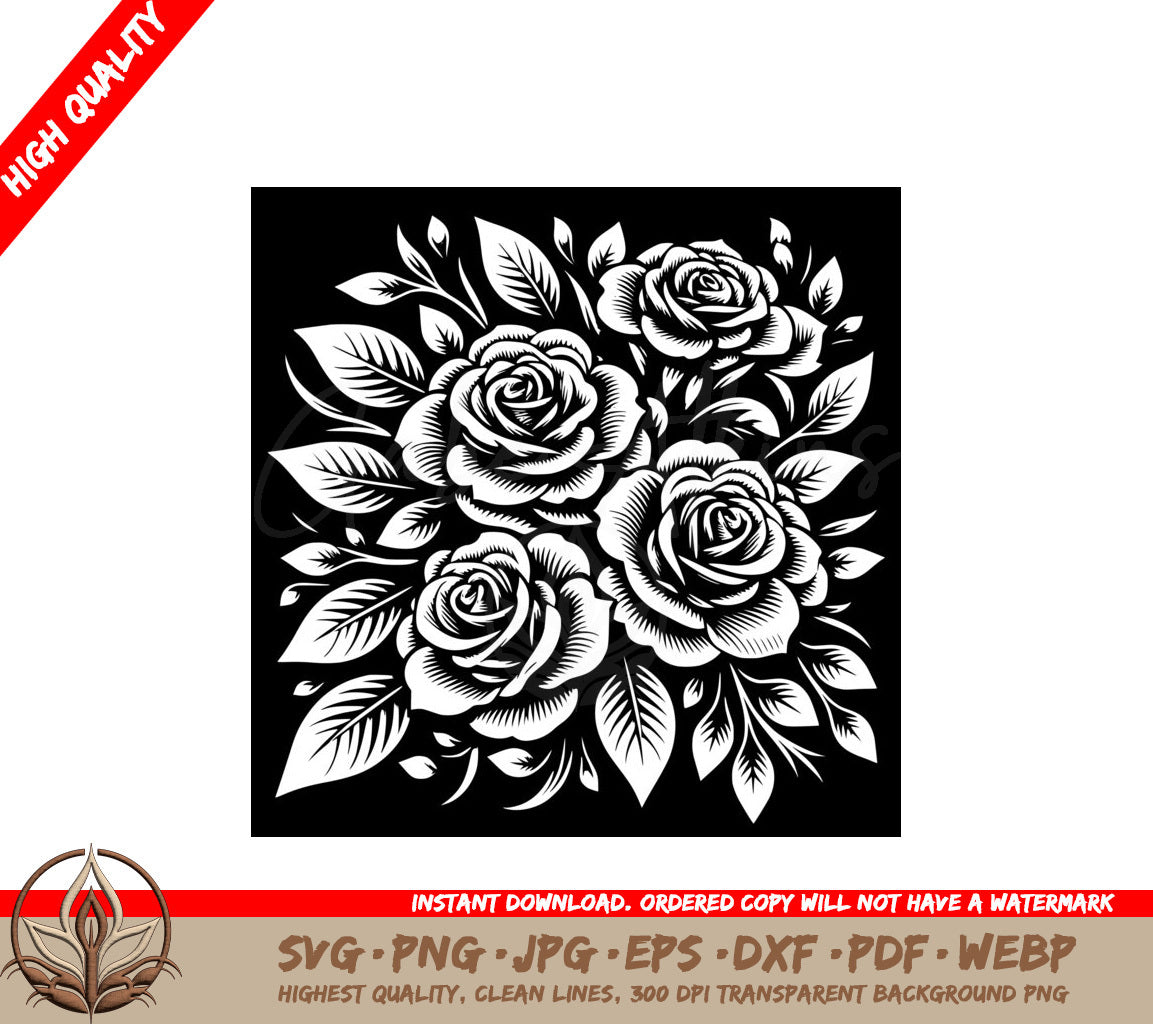 Rose Harmony SVG PNG JPG AI PDF DXF EPS  WebP - Digital Download 
