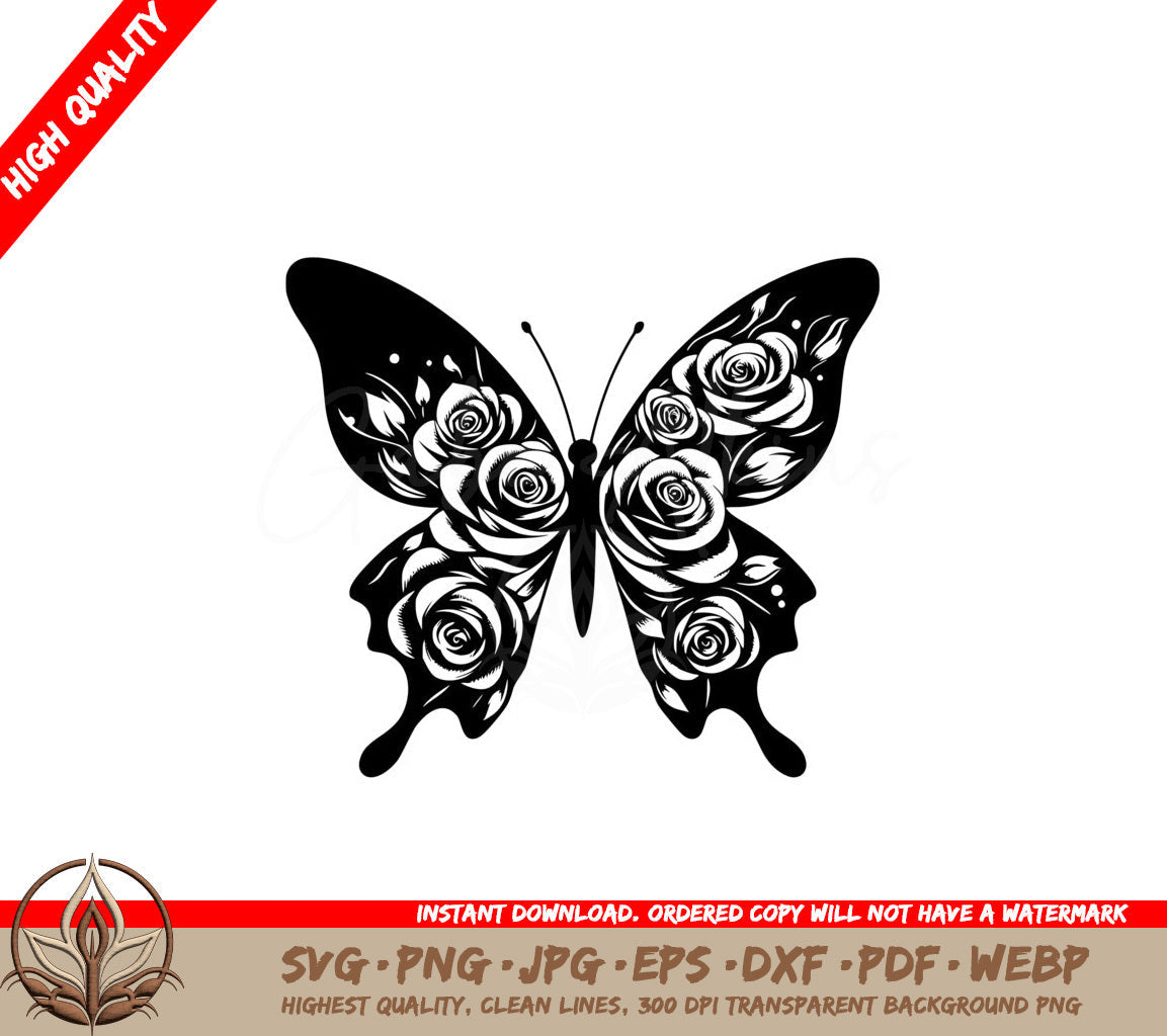 Rosy Winged Flutter SVG PNG JPG AI PDF DXF EPS WebP Digital Download 
