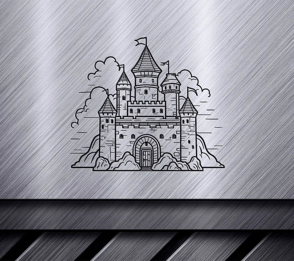  Castle Hilltop SVG - Medieval Fortress Vector Icon SVG