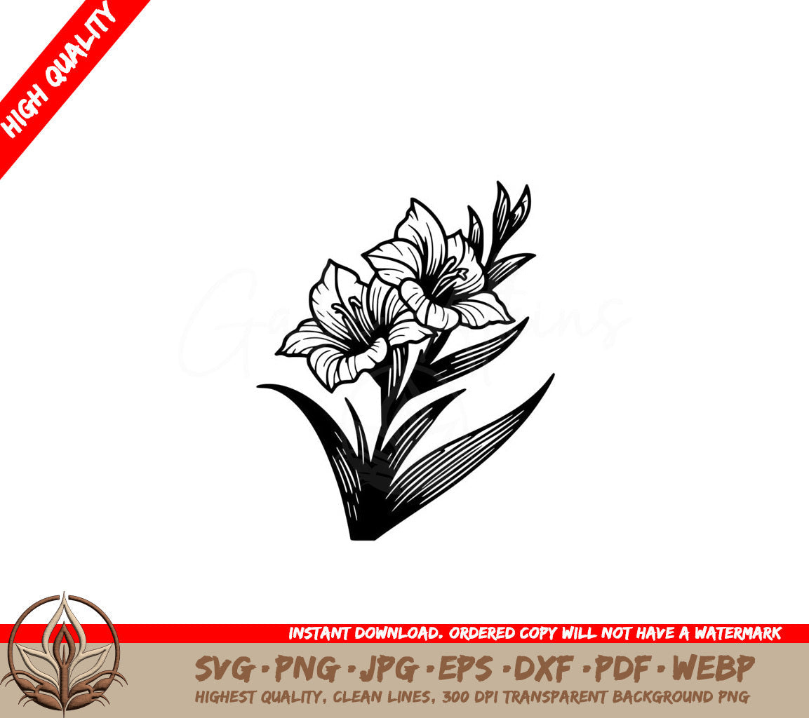 Ruffled Gladiolus Bloom SVG 
