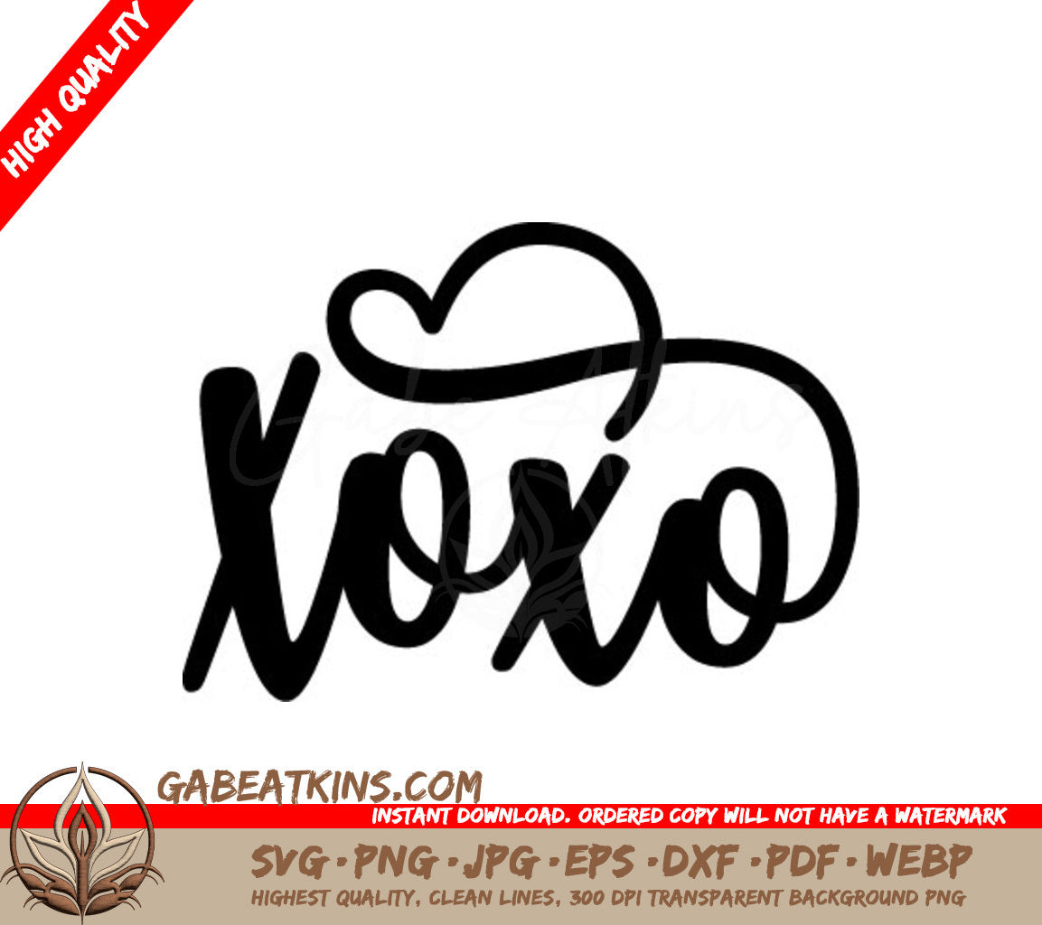 Xoxo Heart Silhouette SVG SVG