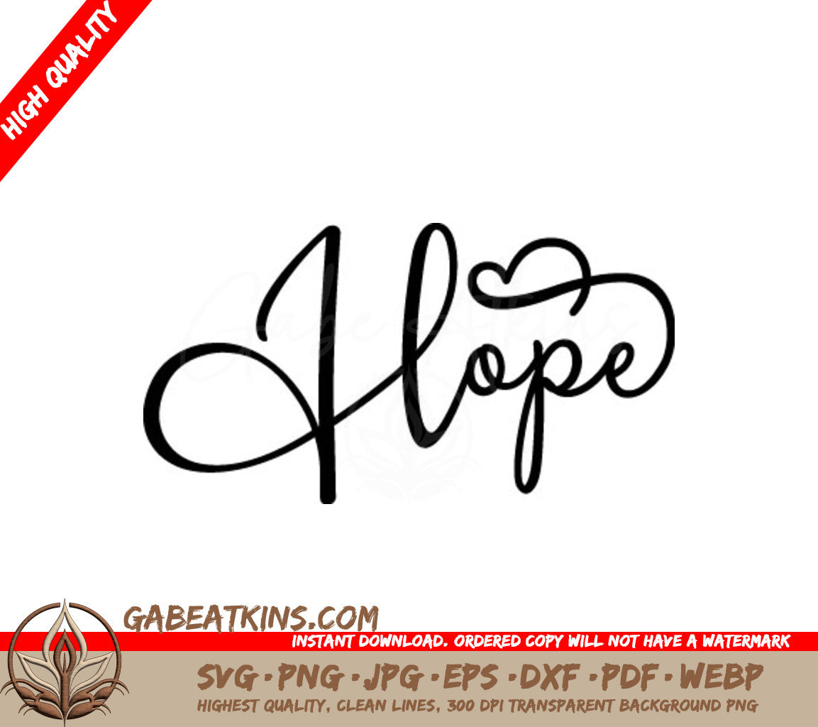 Cursive Hope Heart SVG  SVG