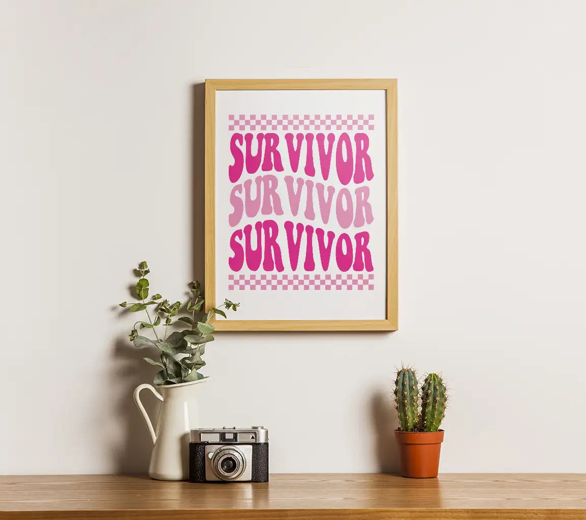 Pink & White Survivor SVG  SVG