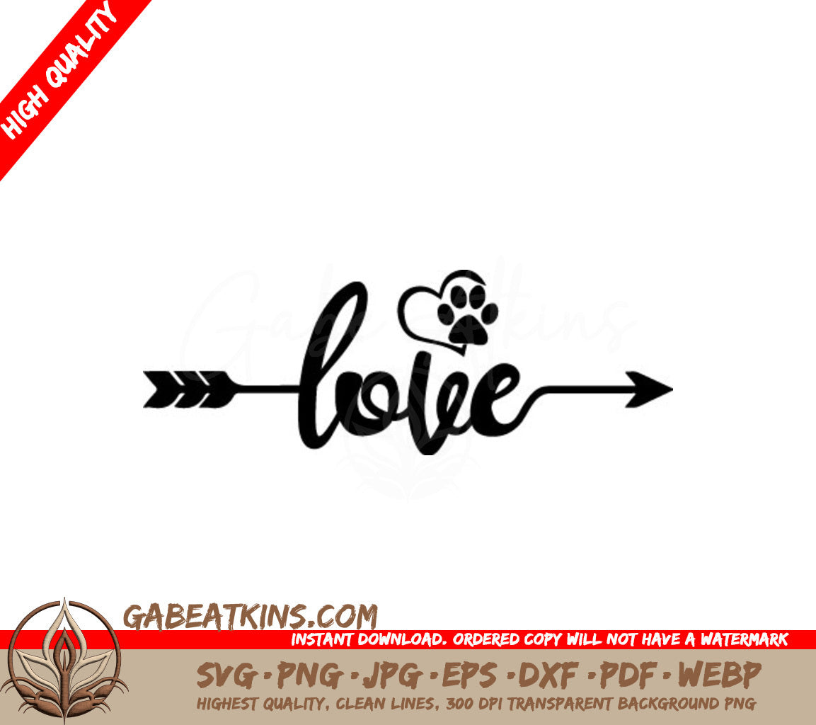 Love Paw Print Arrow SVG SVG