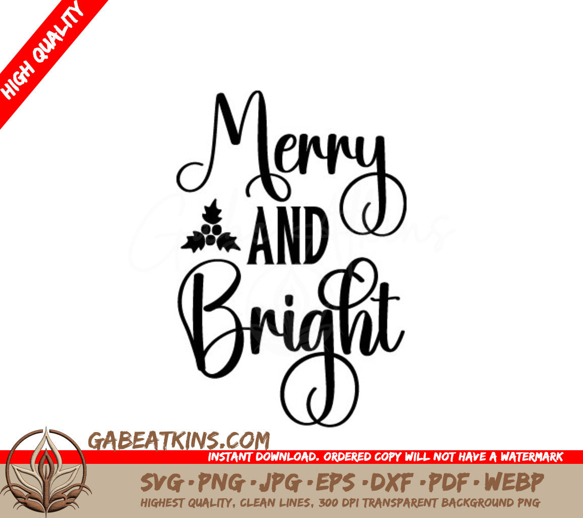 Merry & Bright Christmas SVG  SVG