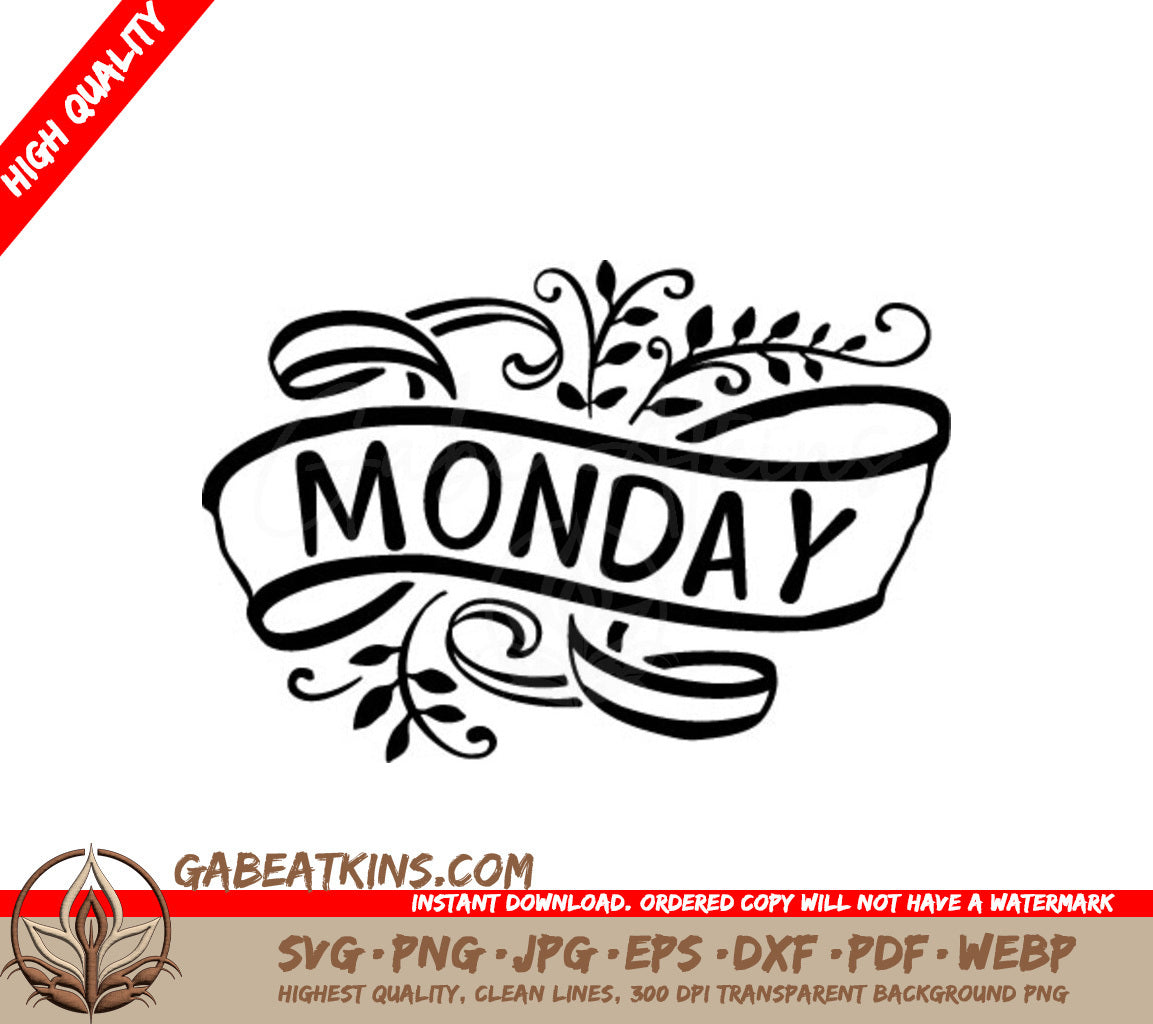 Monday Leaves Swirls SVG SVG