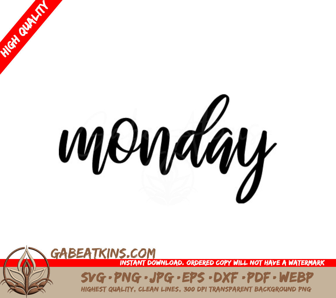 Cursive Monday SVG Design SVG