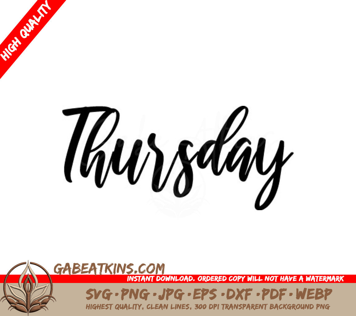 Cursive Thursday SVG Design SVG