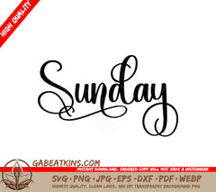 Cursive Sunday SVG Design SVG