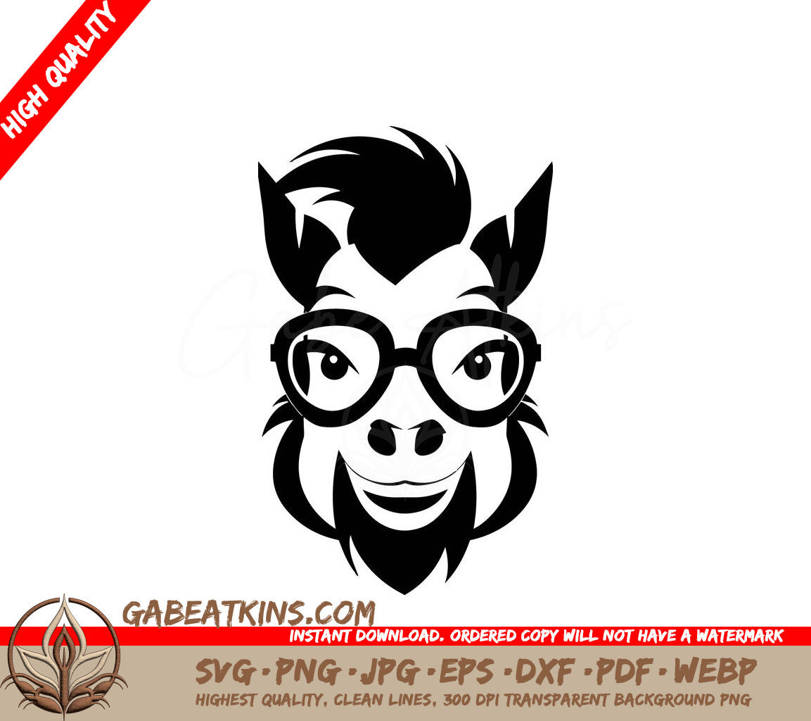 ##  Smiling Monkey with Glasses SVG -  Horse Laughter Illustration SVG