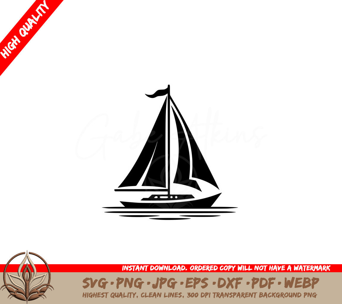 Sailboat Peaceful Journey SVG PNG JPG AI PDF DXF EPS and WebP Digital Download 
