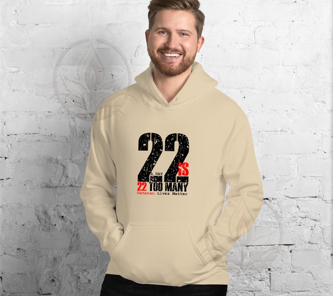 22 A Day is 22 Too Many Veteran Support Hoodie | End Veteran Suicide | | Veteran Suicide Awareness Hoodie