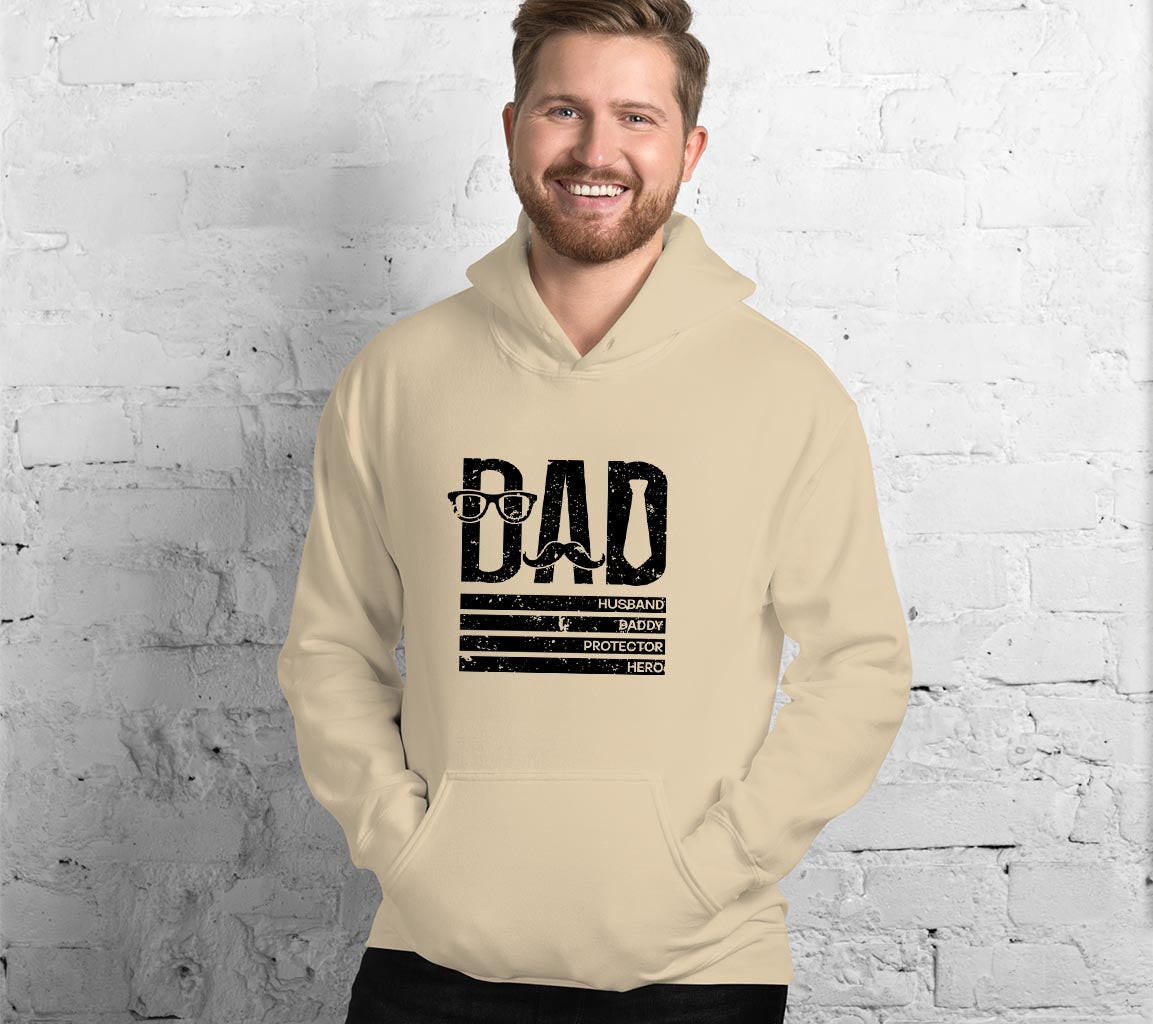 Dad: Husband, Daddy, Protector, Hero Hoodie | Perfect Hoodie For Dads  | Husband, Daddy, Protector, Hero Hoodie