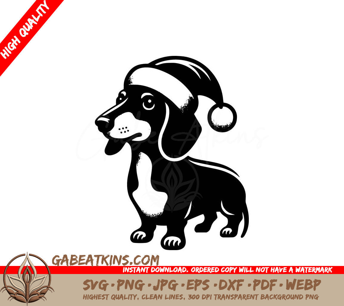  A Dachshund Wearing A Santa Hat SVG - Santa Dachshund Delight SVG