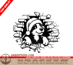  A Dog Wearing A Santa Hat SVG - Santa Dog Breakout SVG