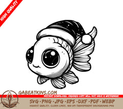  A Fish Wearing A Santa Hat SVG - Santa Fish SVG