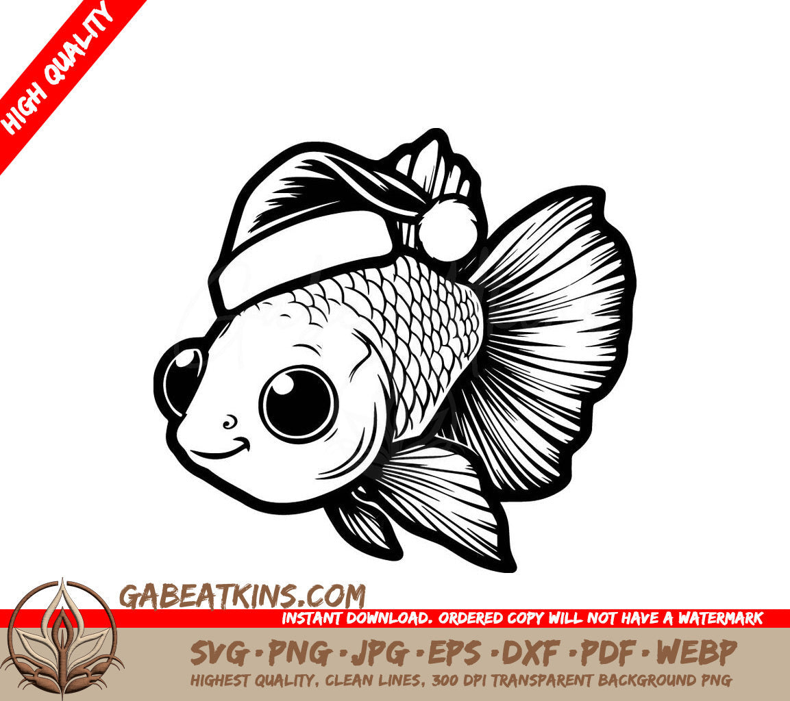  A Fish Wearing A Santa Hat SVG - Santa Goldfish SVG