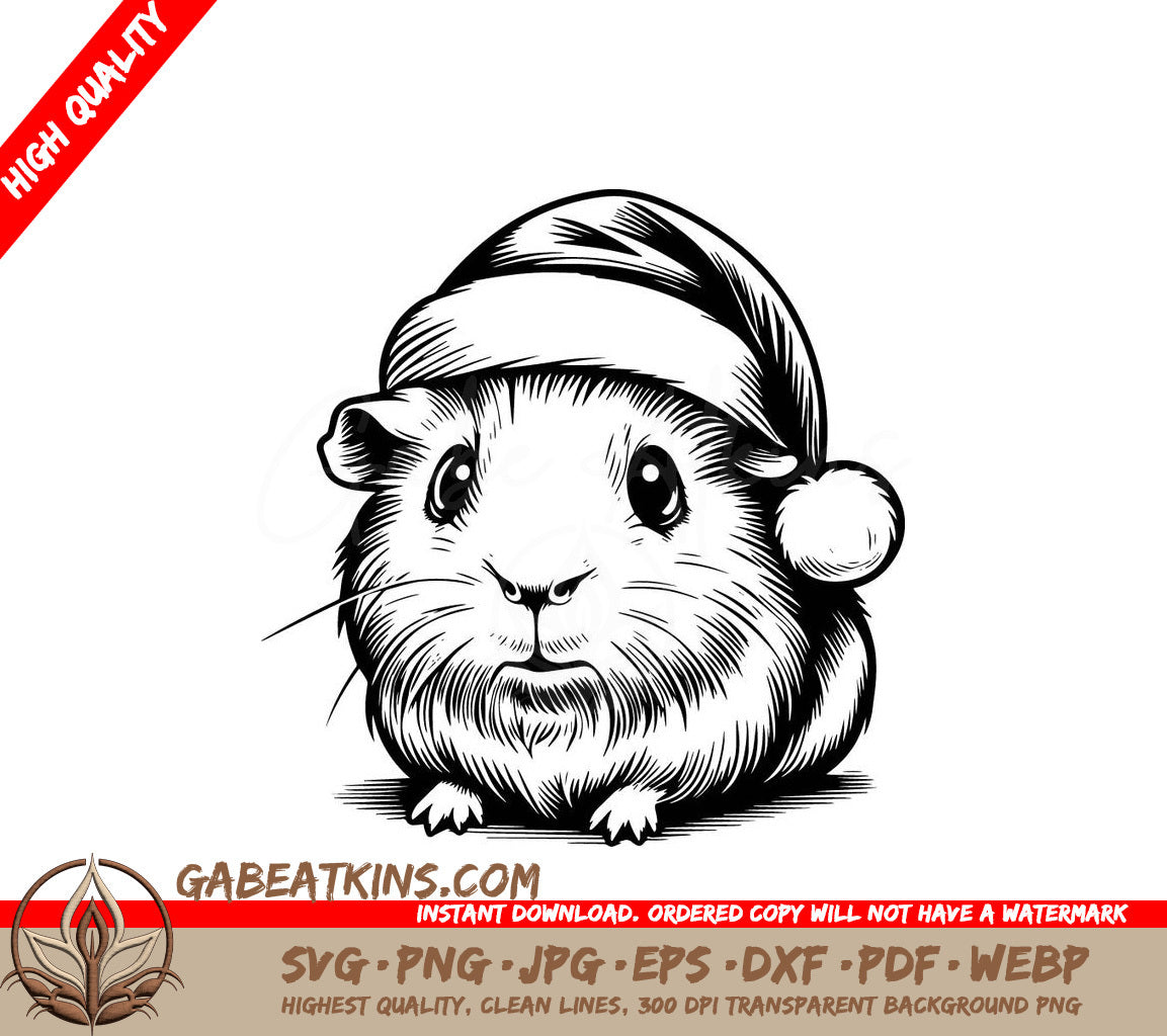  A Guinea Pig Wearing A Santa Hat SVG - Santa Guinea Pig SVG