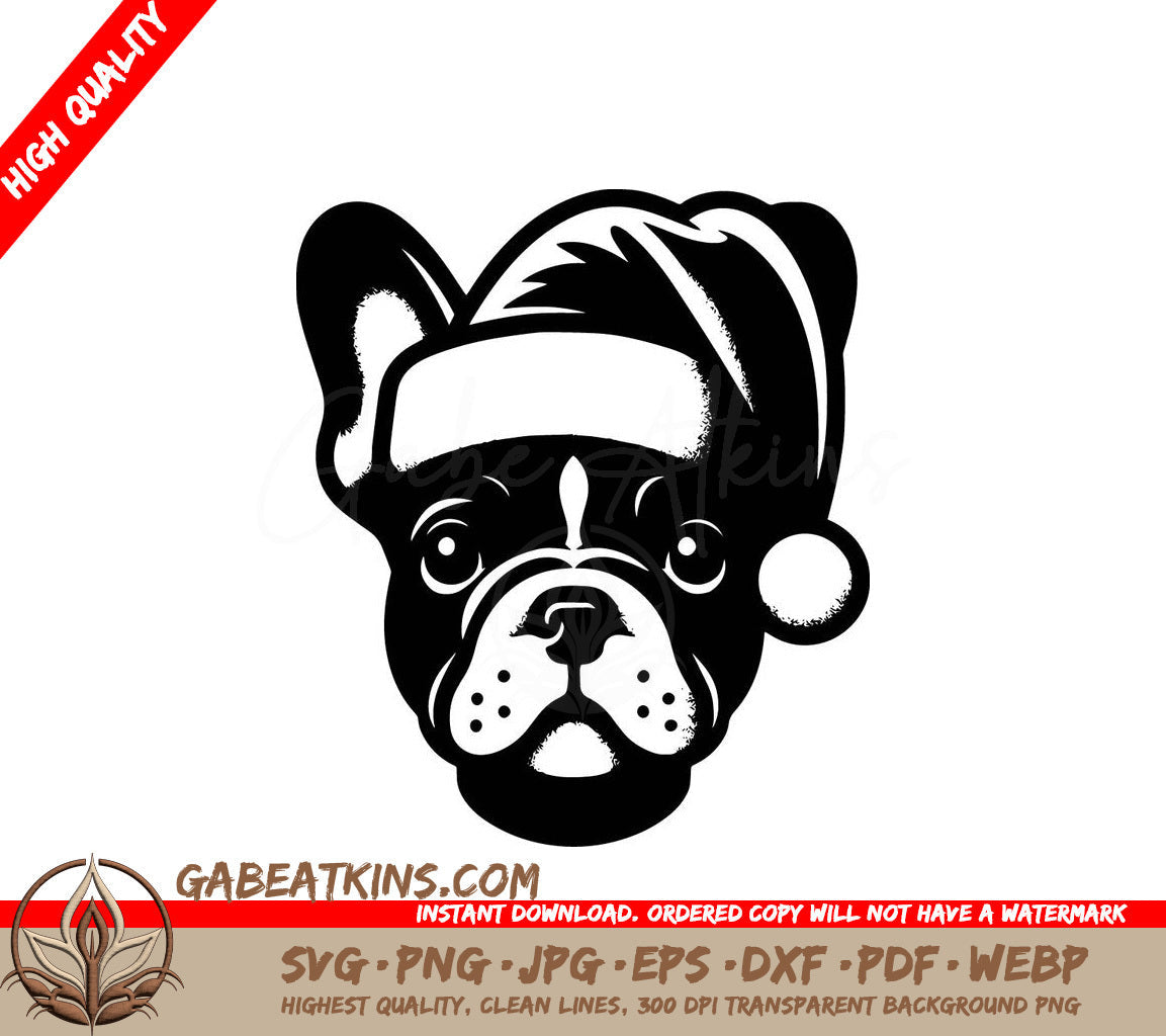  A French Bulldog Wearing A Santa Hat SVG - Santa Hat Bulldog SVG