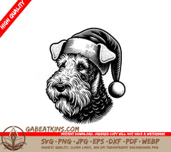  A Dog Wearing A Santa Hat SVG - Santa Hat Fox Terrier SVG