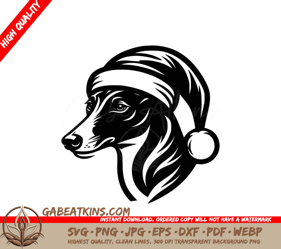  A Dog Wearing A Santa Hat SVG - Santa Hat Greyhound SVG