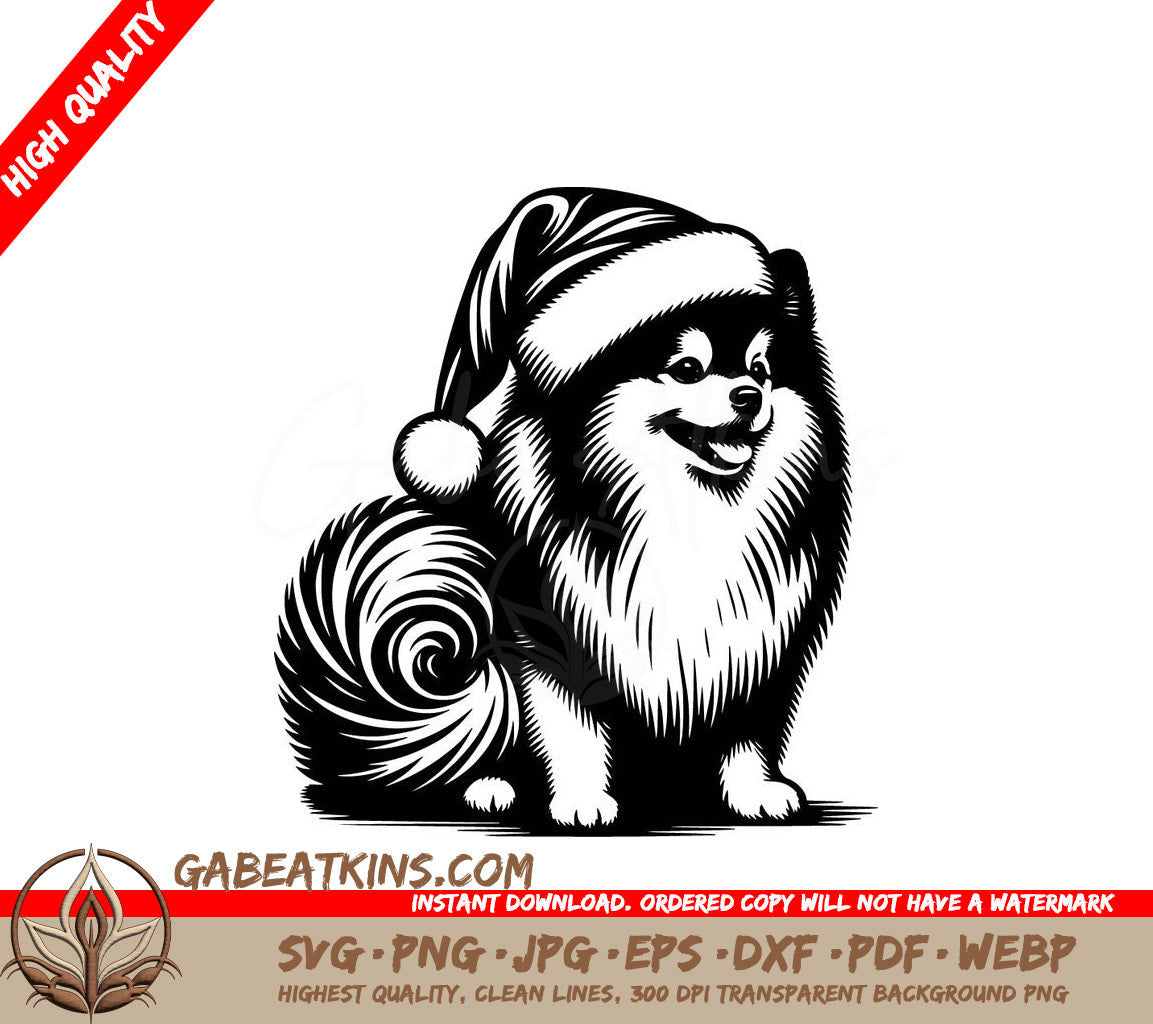  A Pomeranian Wearing A Santa Hat SVG - Santa Hat Spitz SVG