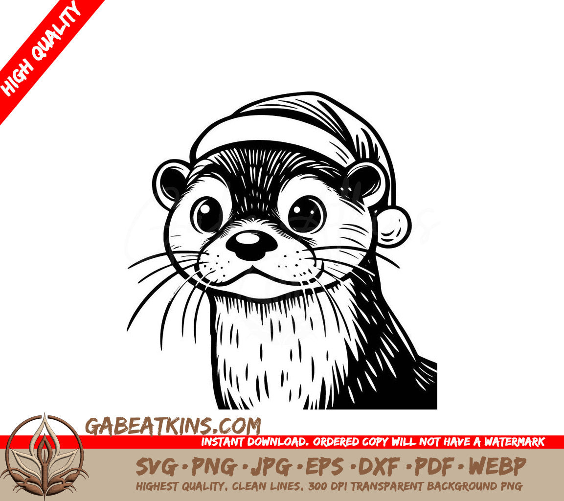  An Otter Wearing A Santa Hat SVG - Santa Otter SVG