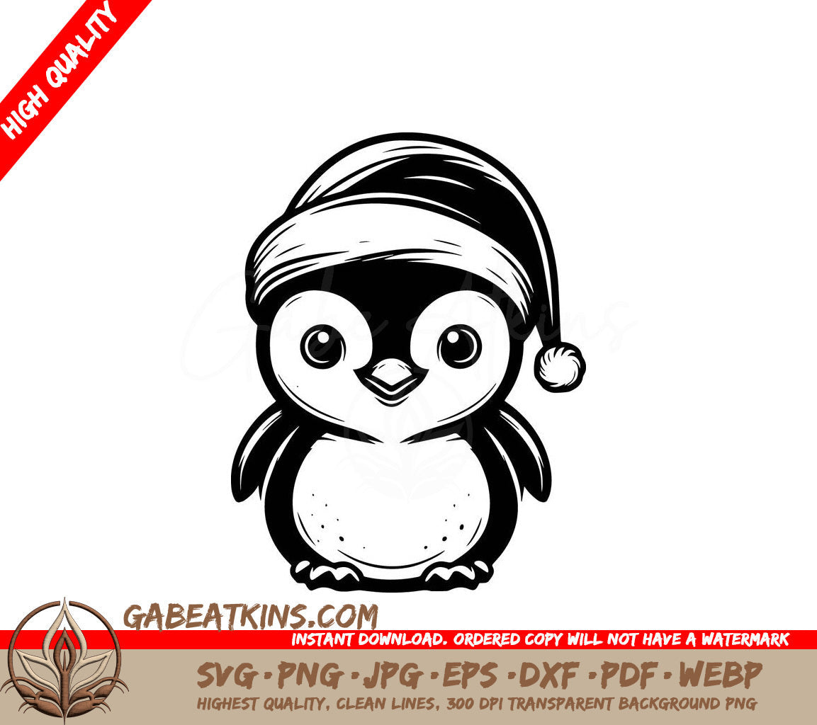  A Penguin Wearing A Santa Hat SVG - Santa Penguin SVG