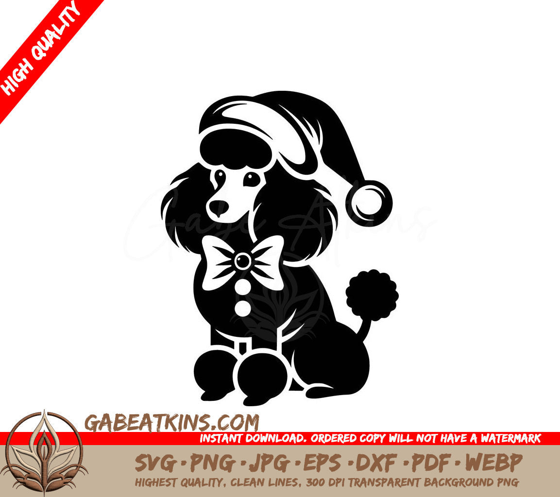  A Poodle Wearing A Santa Hat SVG - Santa Poodle Surprise SVG