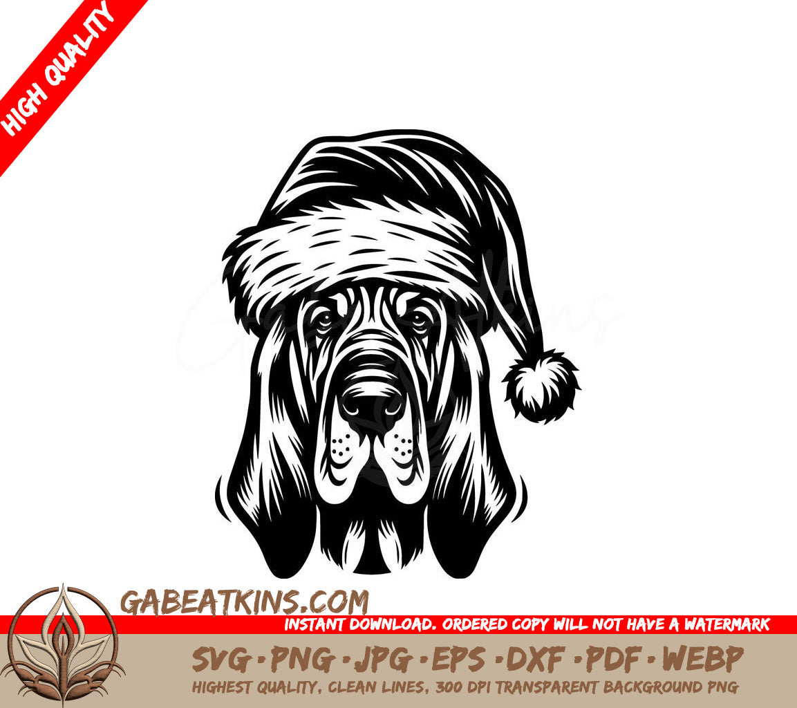  A Dog Wearing A Santa Hat SVG - Santa Pup Bloodhound SVG