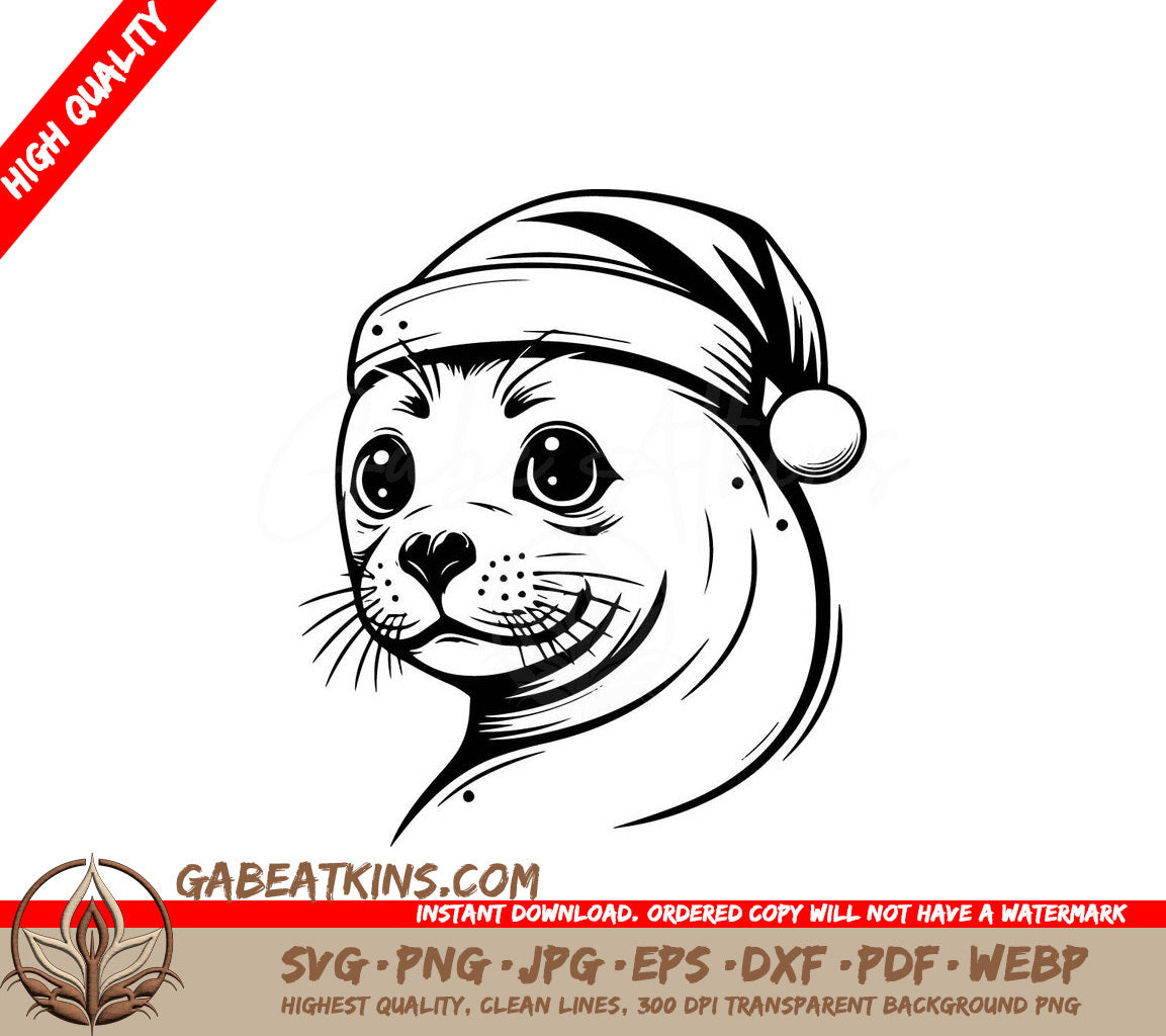  A Seal Wearing A Santa Hat SVG - Santa Seal SVG