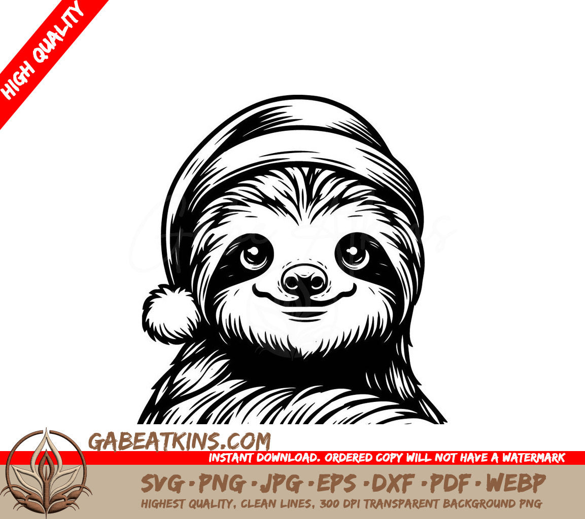  A Sloth Wearing A Santa Hat SVG - Santa Sloth SVG