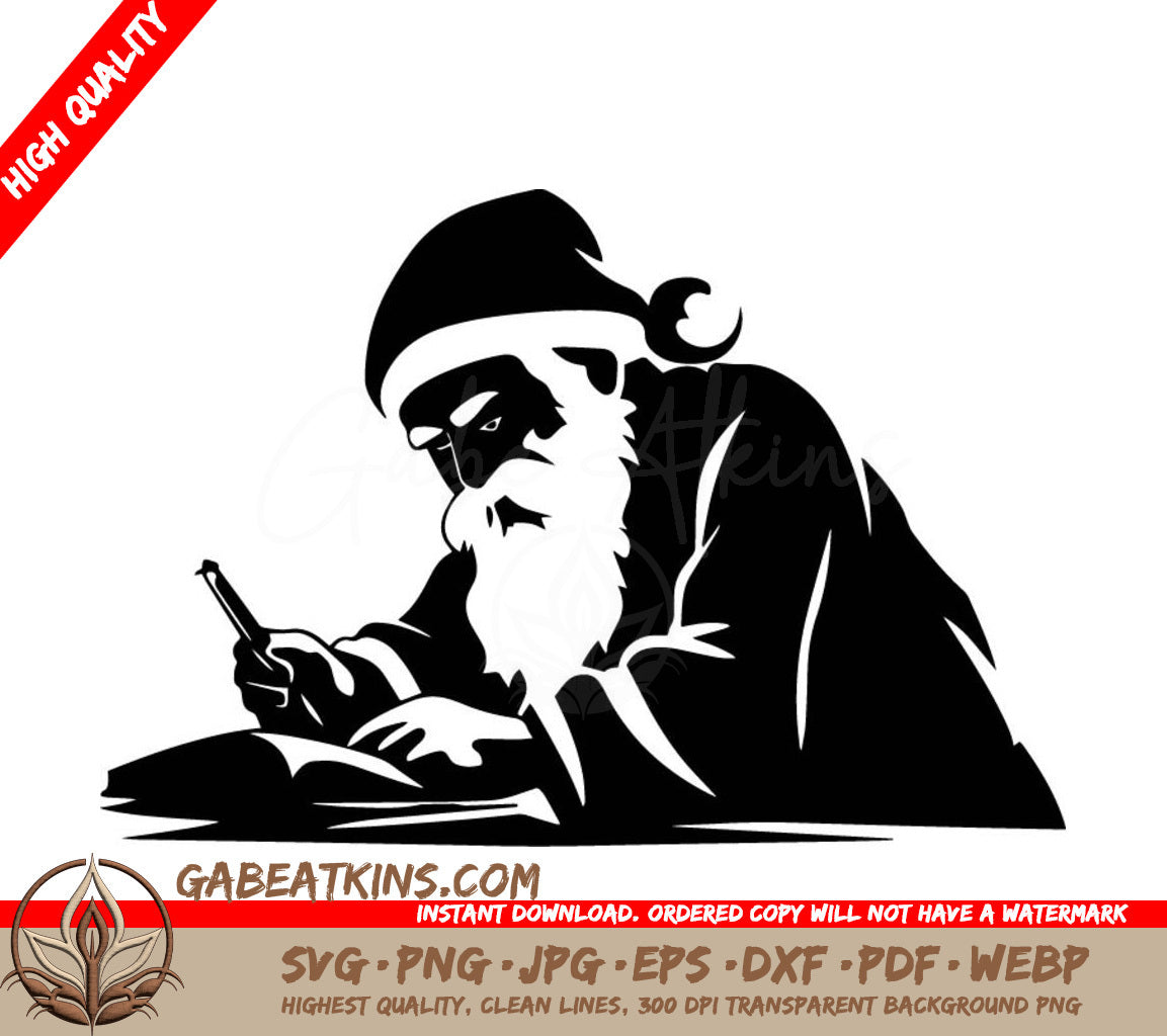  Santa Claus Writing On A Piece Of Paper SVG - Santa Writing His List SVG