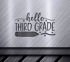 Hello Third Grade SVG Design with Pencil & Stars SVG