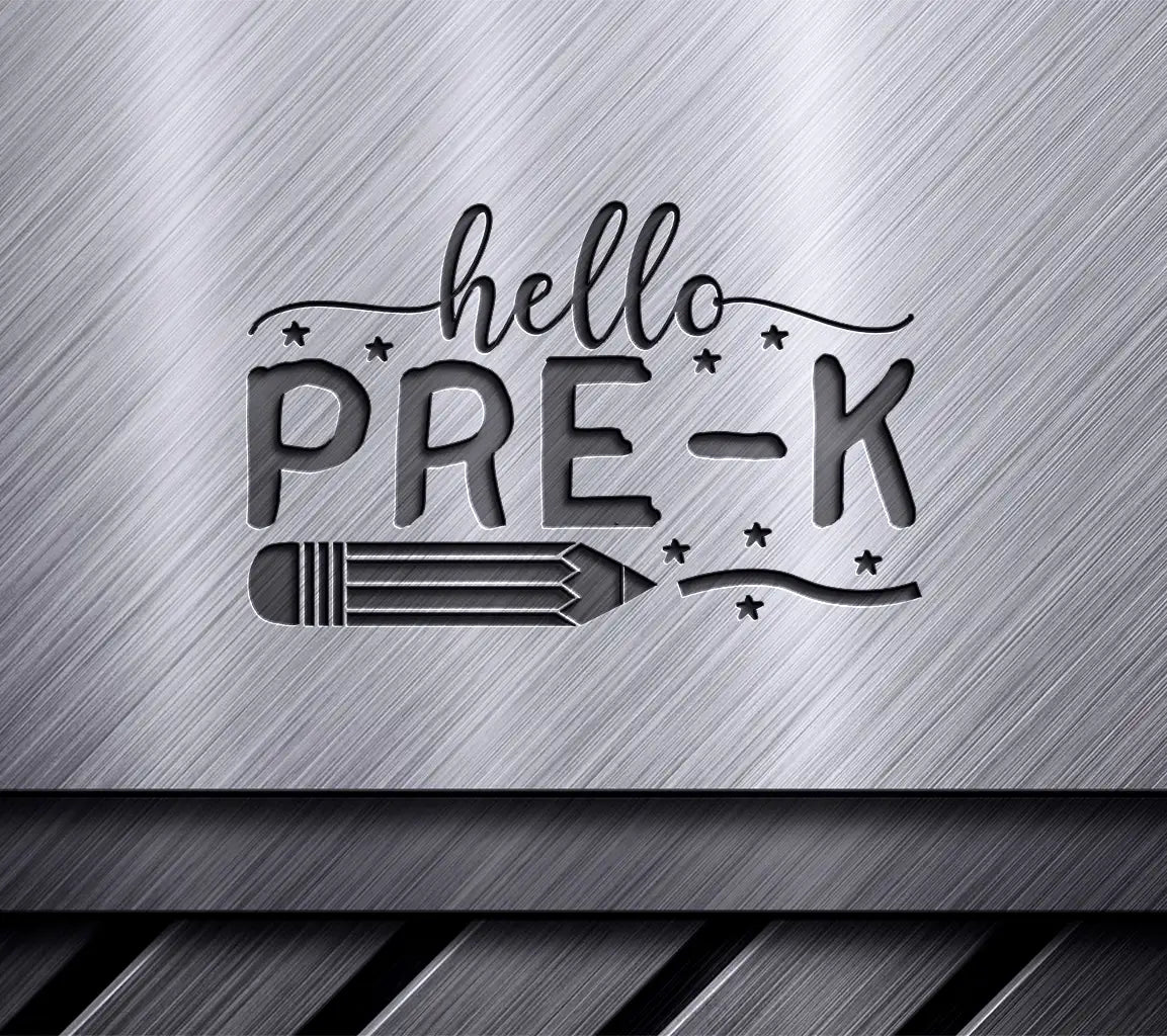 Hello Pre-K SVG Cut File - Pencil & Stars Design SVG