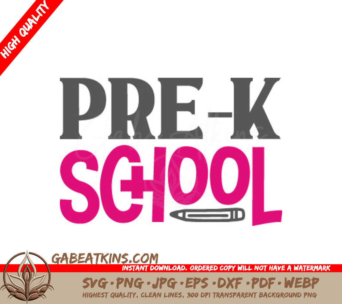 Pink & Gray Pre-K School Design SVG Design SVG