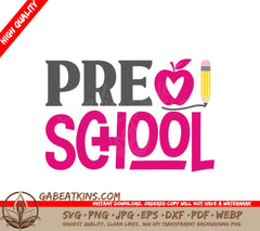 Preschool Apple & Pencil SVG Design - Back to School Clipart SVG