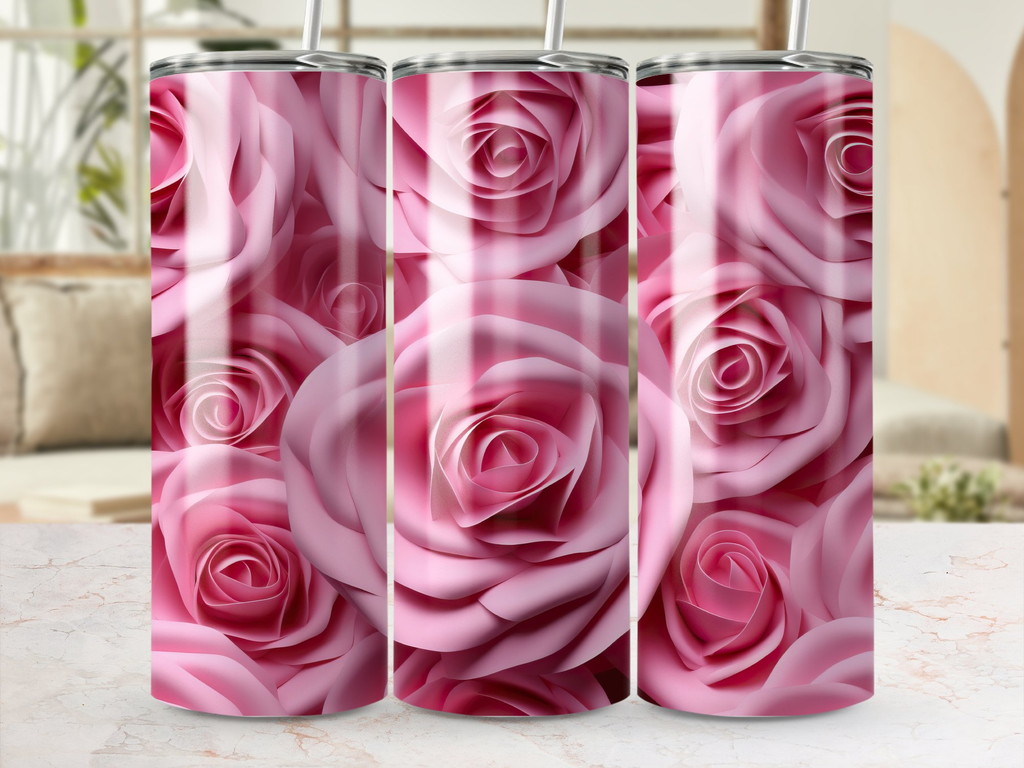 Seamless 3d Pink Roses 20 oz Skinny Tumbler Sublimation Design | Seamless, Straight And Tapered Tumbler Wrap, Instant Download PNG | Tumbler Wrap | 20 oz tumbler, 3d roses tumbler, 3d tumbler design, 3d tumbler wrap, Colorful, Pink Roses, pink roses wrap, Roses, skinny tumbler wrap, sublimation design, sublimination design, tumbler design, tumbler png, tumbler template, tumbler wrap, tumbler wrap png | Gabe Atkins Designs