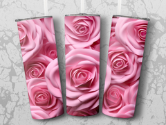 Seamless 3d Pink Roses 20 oz Skinny Tumbler Sublimation Design | Seamless, Straight And Tapered Tumbler Wrap, Instant Download PNG - Gabe Atkins Designs