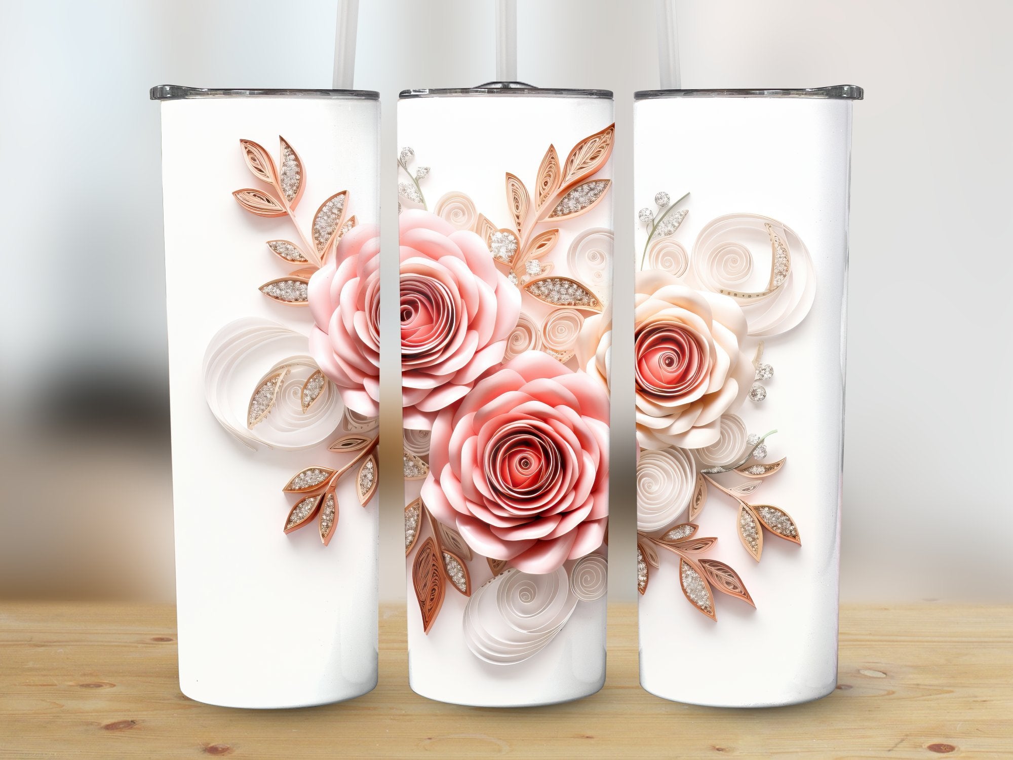 Seamless 3d Pink and White Roses Design 20 oz Skinny Tumbler Wrap | Tumbler Wrap | 20 oz Tumbler Wrap, 3d roses tumbler, Pink and White Roses, pink roses wrap, seamless tumbler, skinny design, skinny tumbler, sublimination design, tumbler design, tumbler png, tumbler template, tumbler wrap, tumbler wrap png | Gabe Atkins Designs