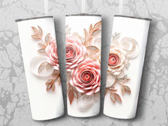 Seamless 3d Pink and White Roses Design 20 oz Skinny Tumbler Wrap - Gabe Atkins Designs