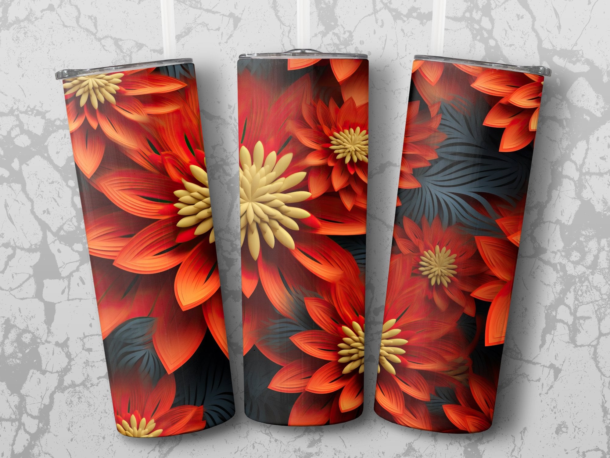 20 oz Tumbler Wrap of a Beautiful 3D Gloriosa Flower | Seamless Tumbler Wrap - Gabe Atkins Designs