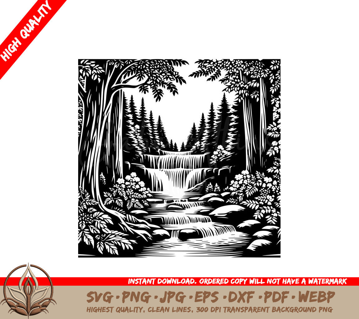 Secret Waterfall Grove SVG PNG JPG AI PDF DXF EPS  WebP 
