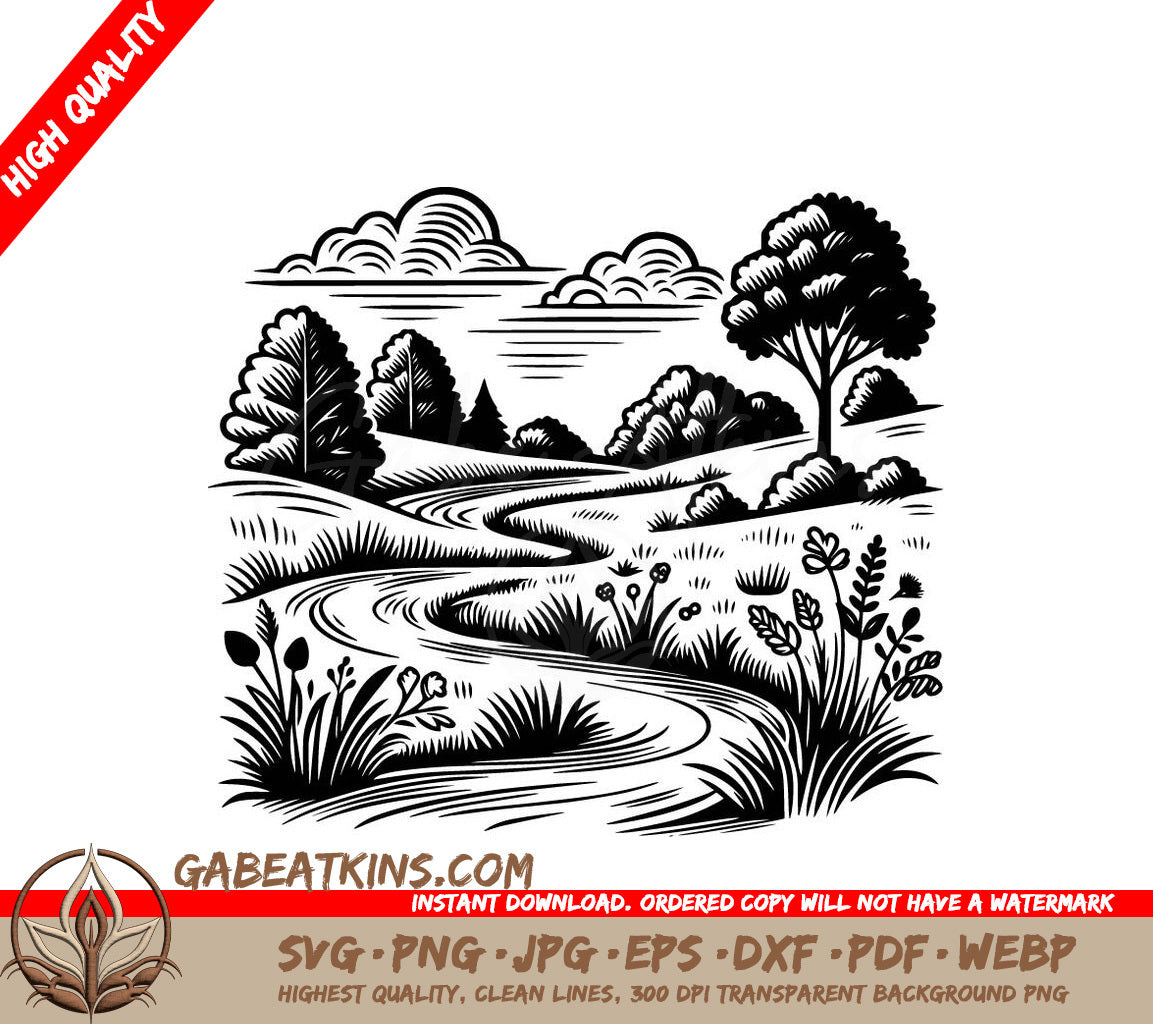  A River Running Through A Field SVG - Serenity Trail SVG